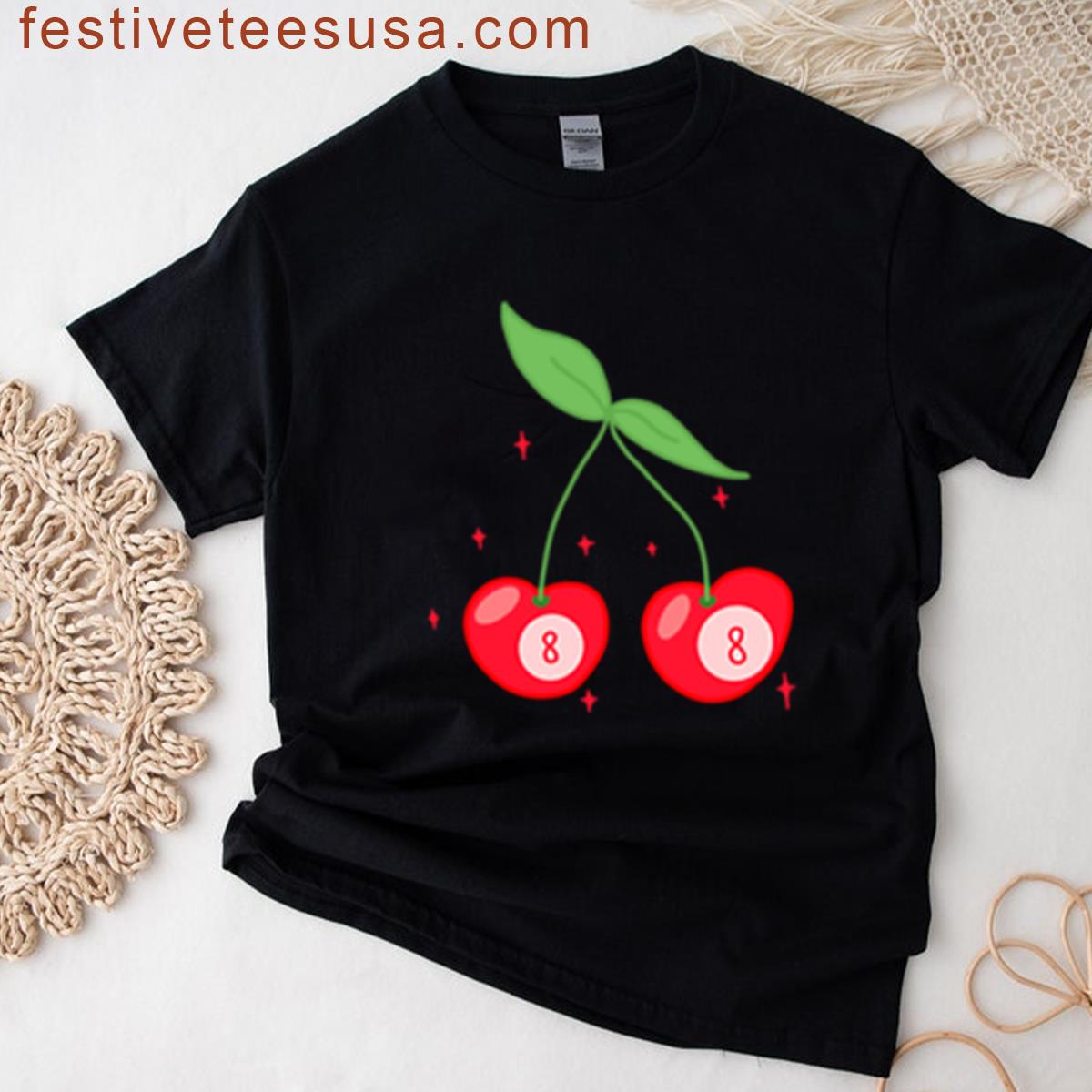 8ball Cherry Unique Graphic For Casual Wear T-shirt