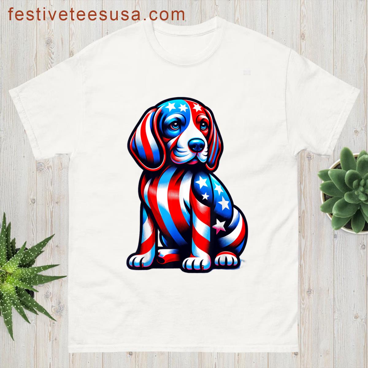 Beagle Dog Patriotic Design T-shirt