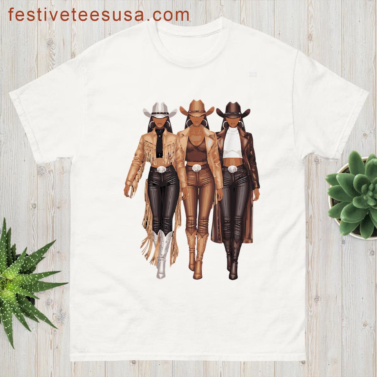 Black Cowgirl Western Women T-shirt