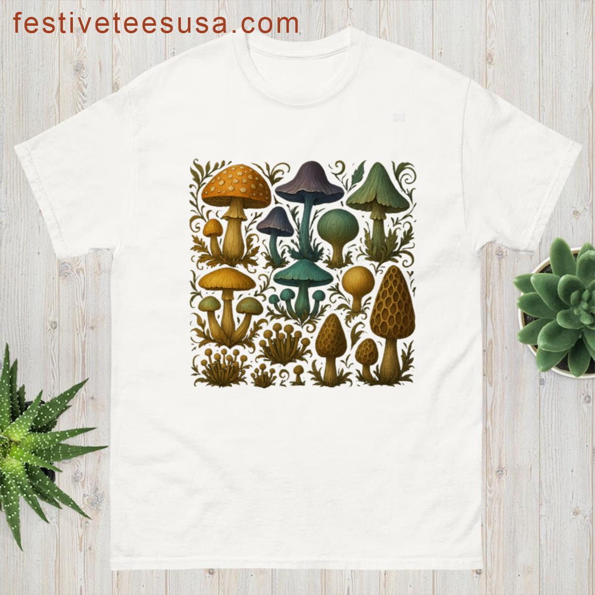 Botanical Mushroom Art T-shirt