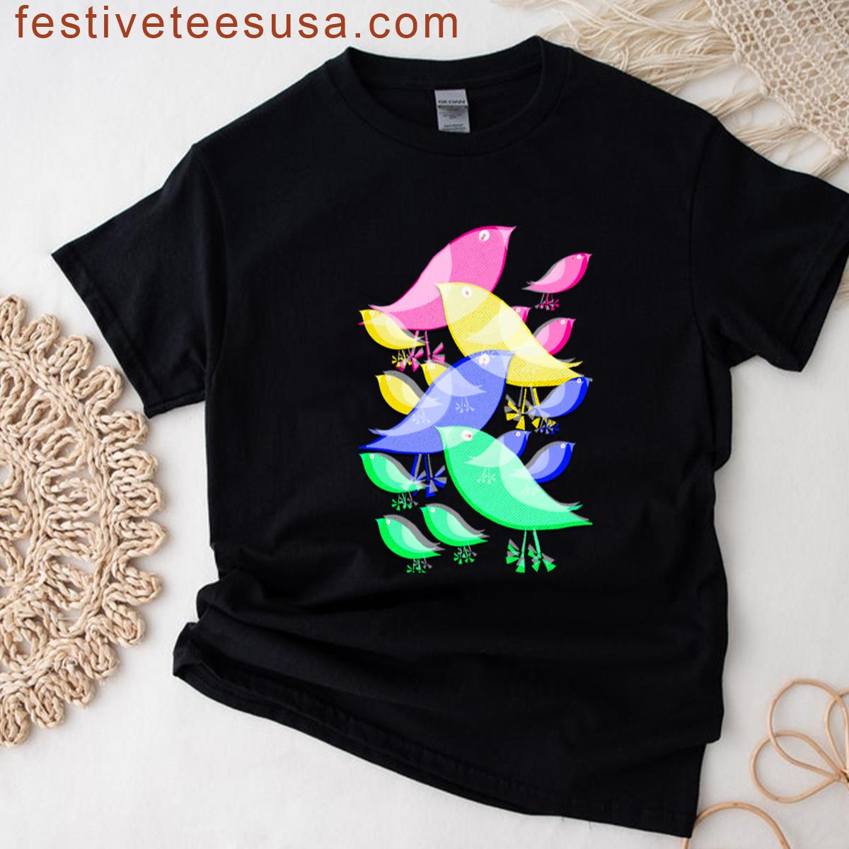 Colorful Birds Art Design T-shirt