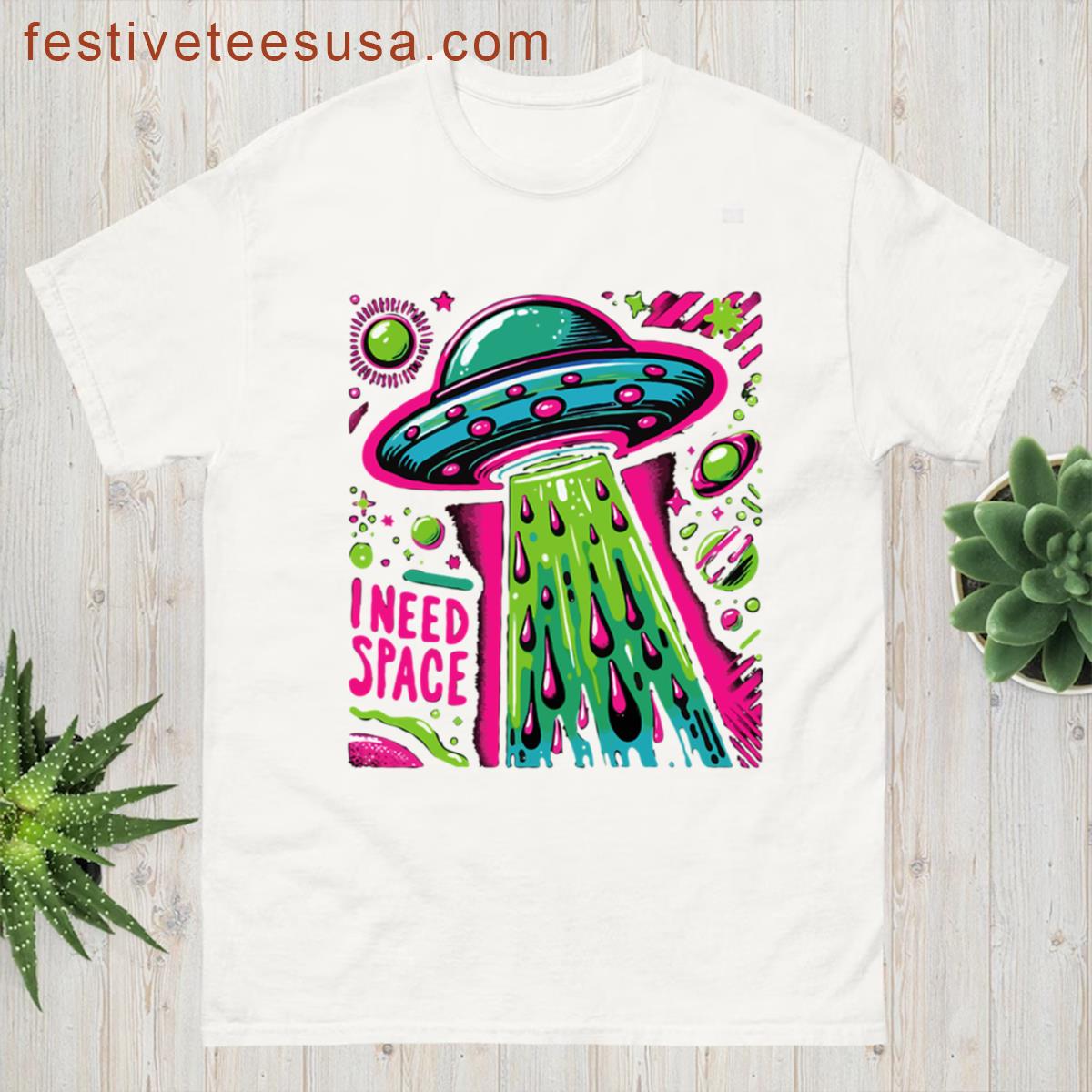 Colorful Ufo Galaxy Theme Tee T-shirt