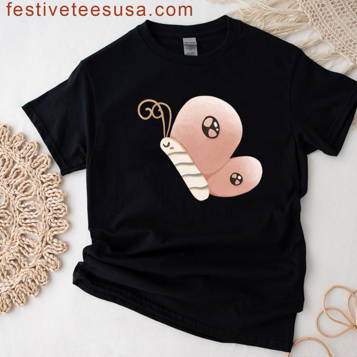 Cute Pink Butterfly Graphic Tee For Kids T-shirt