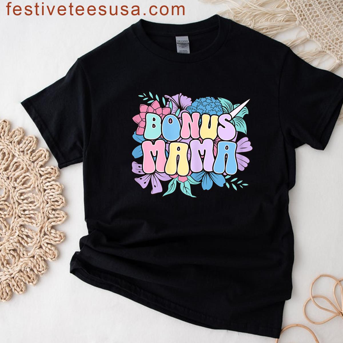 Floral Gift For Bonus Mom T-shirt