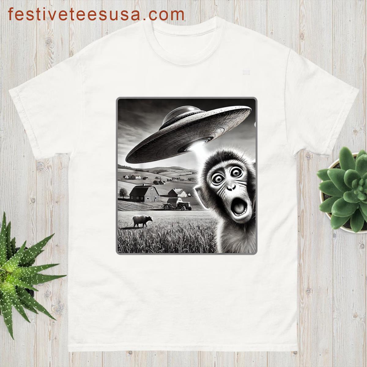 Funny Monkey Ufo Tee For Everyone T-shirt