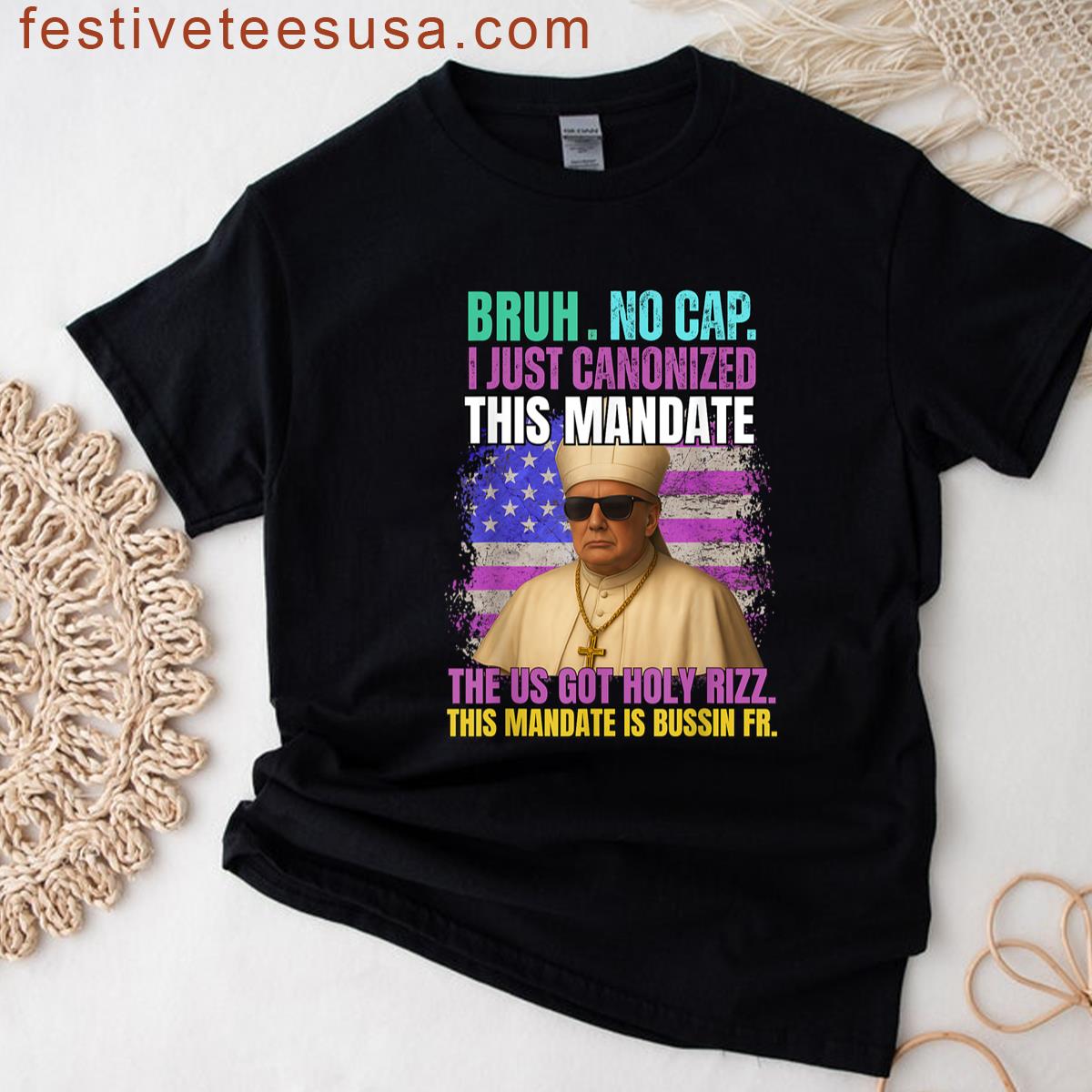 Gen Slang Pope Church Design T-shirt