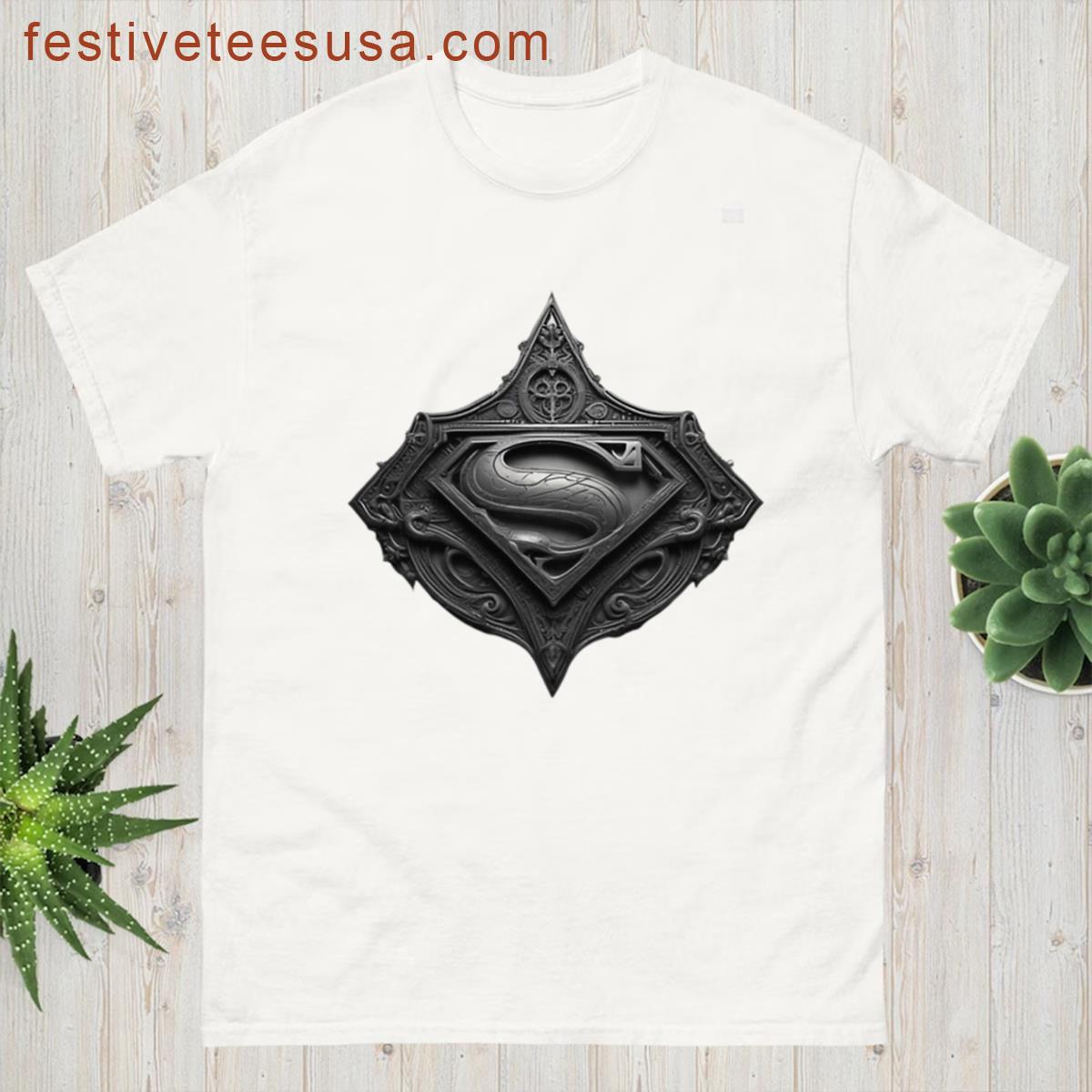 Gothic Superman Emblem Graphic Tee T-shirt