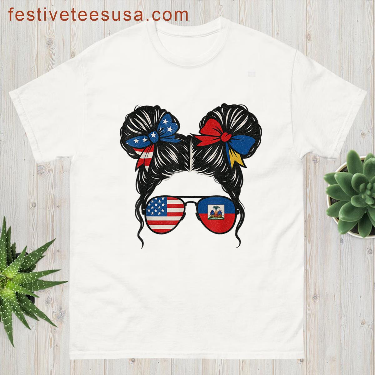 Haitian Queen Girls Flag Design T-shirt