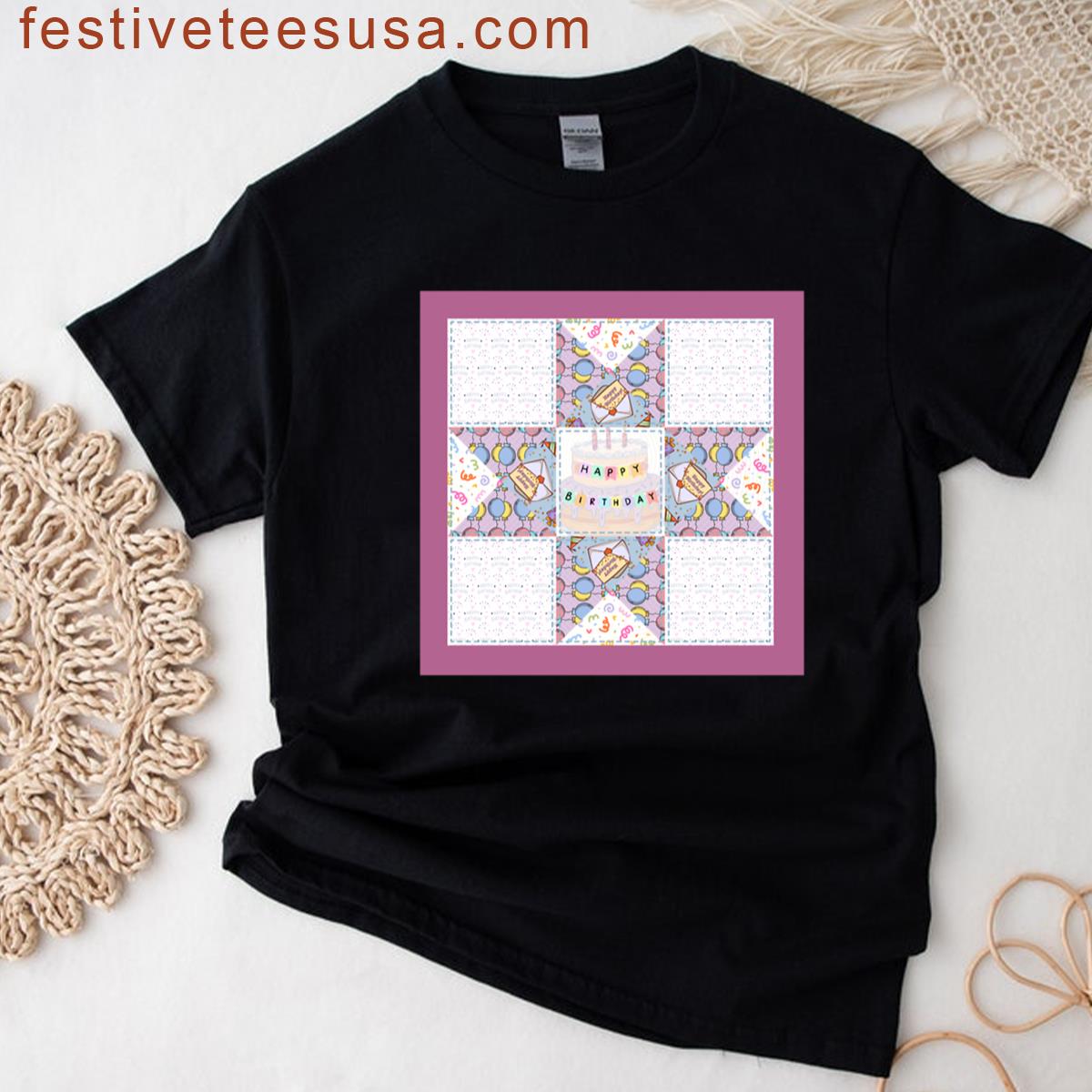 Happy Birthday Quilted T-shirt