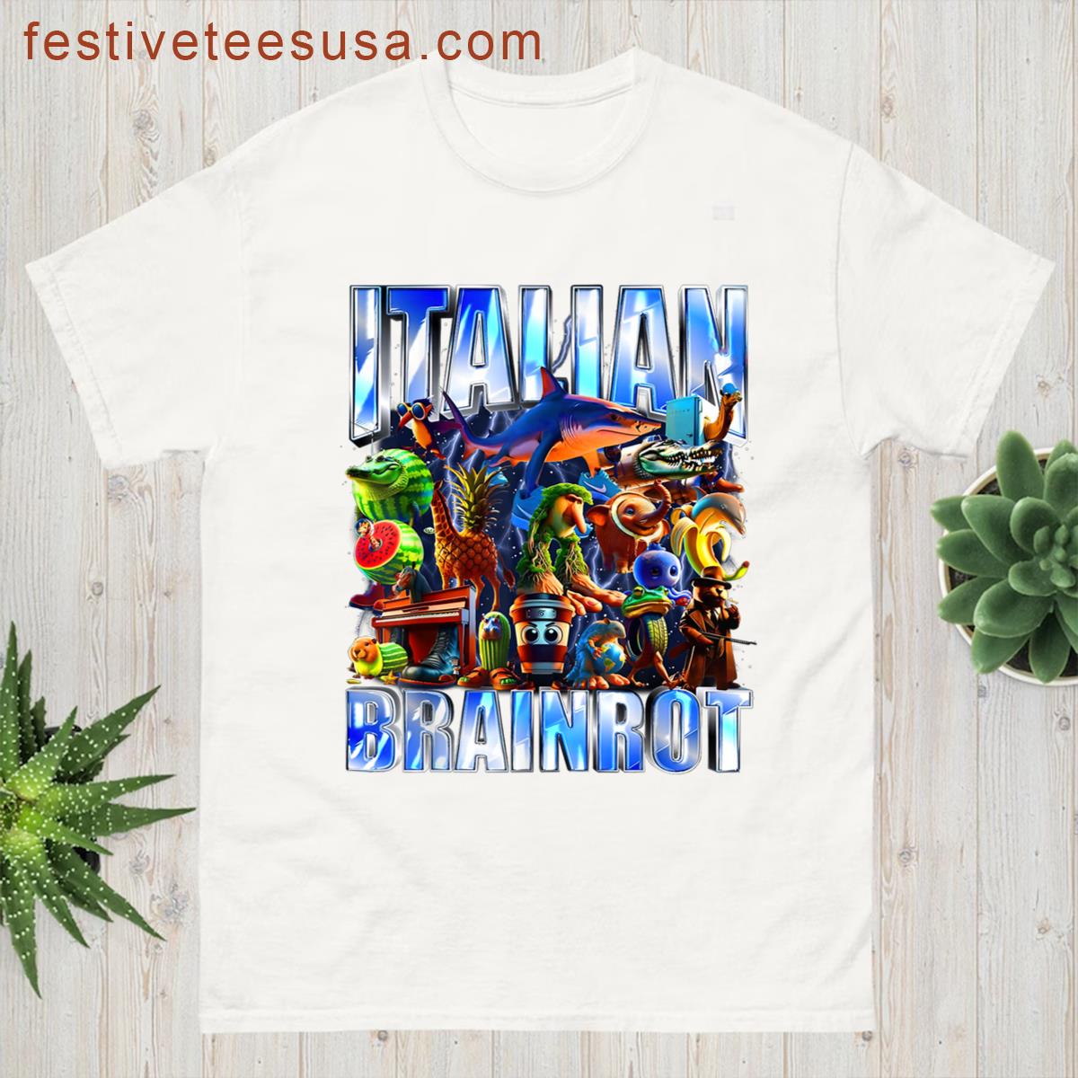 Italian Brainrot Retro Shark T-shirt