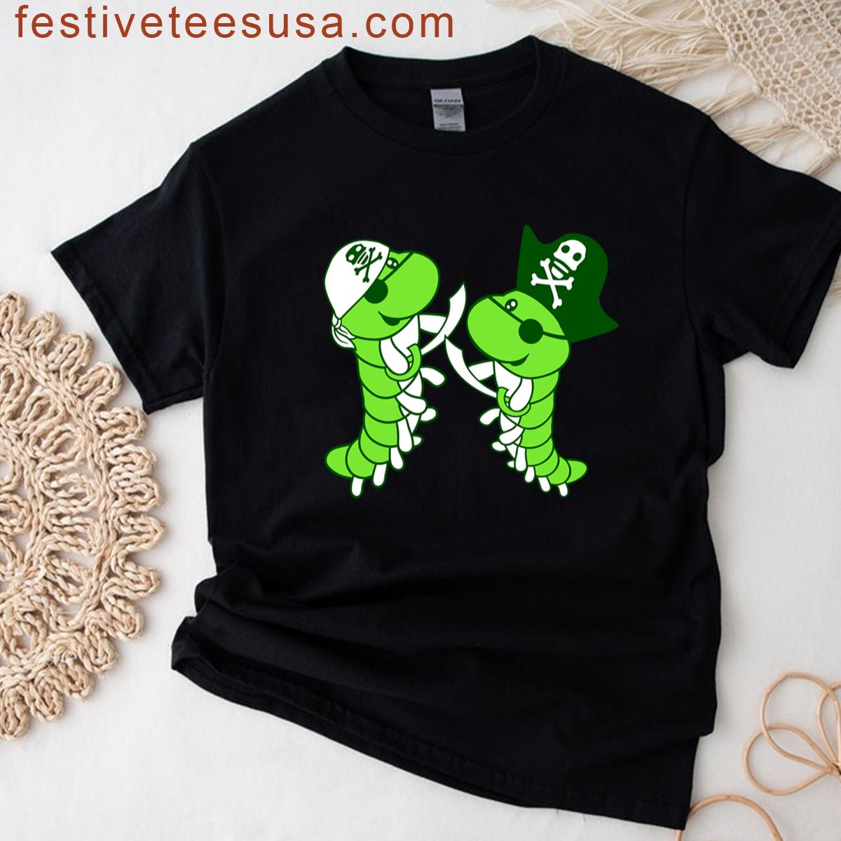 2 Cute Caterpillars Pirates Team Two Friends Comic T-shirt
