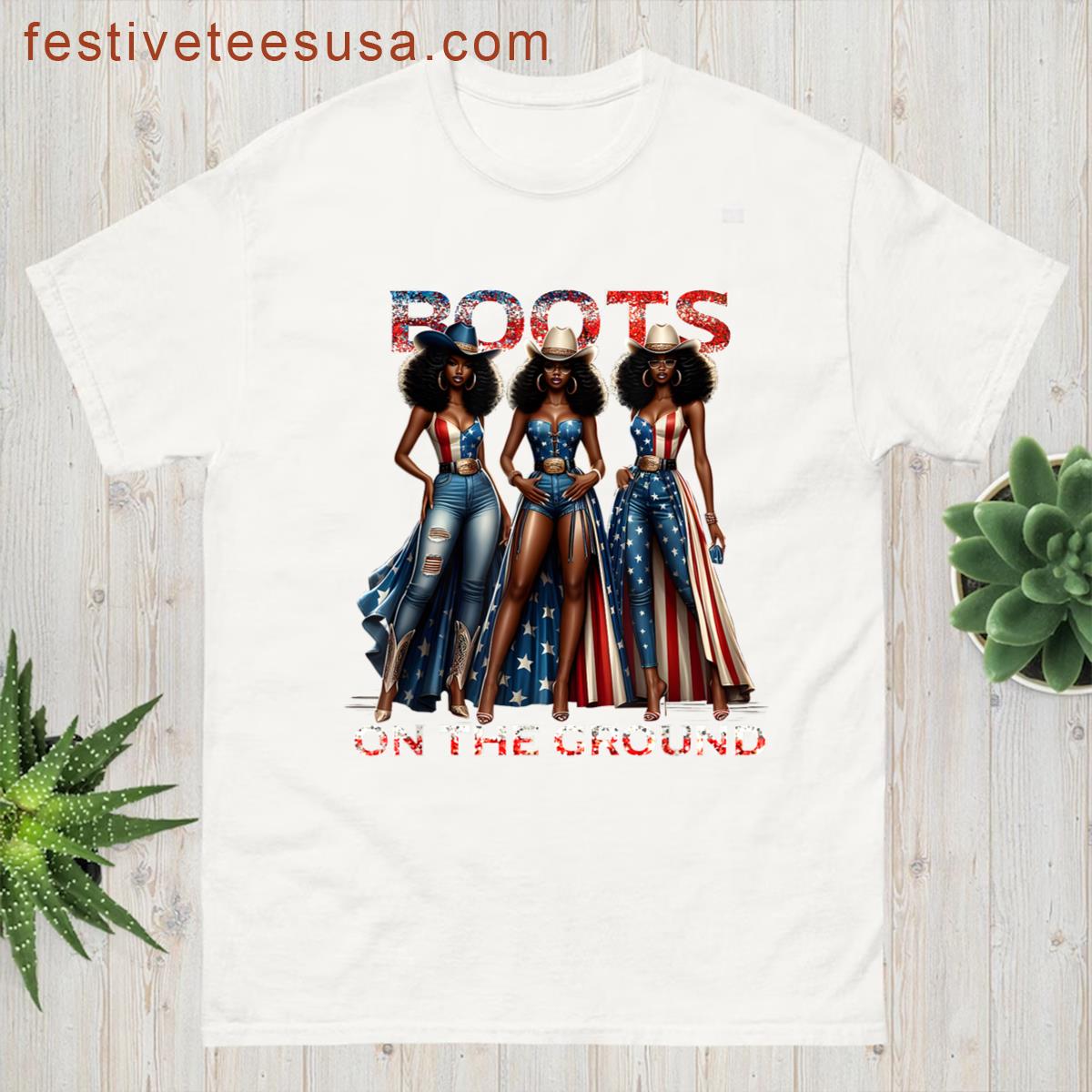 4th Of July Cowgirl All American Girl Boots On The Ground T-shirt