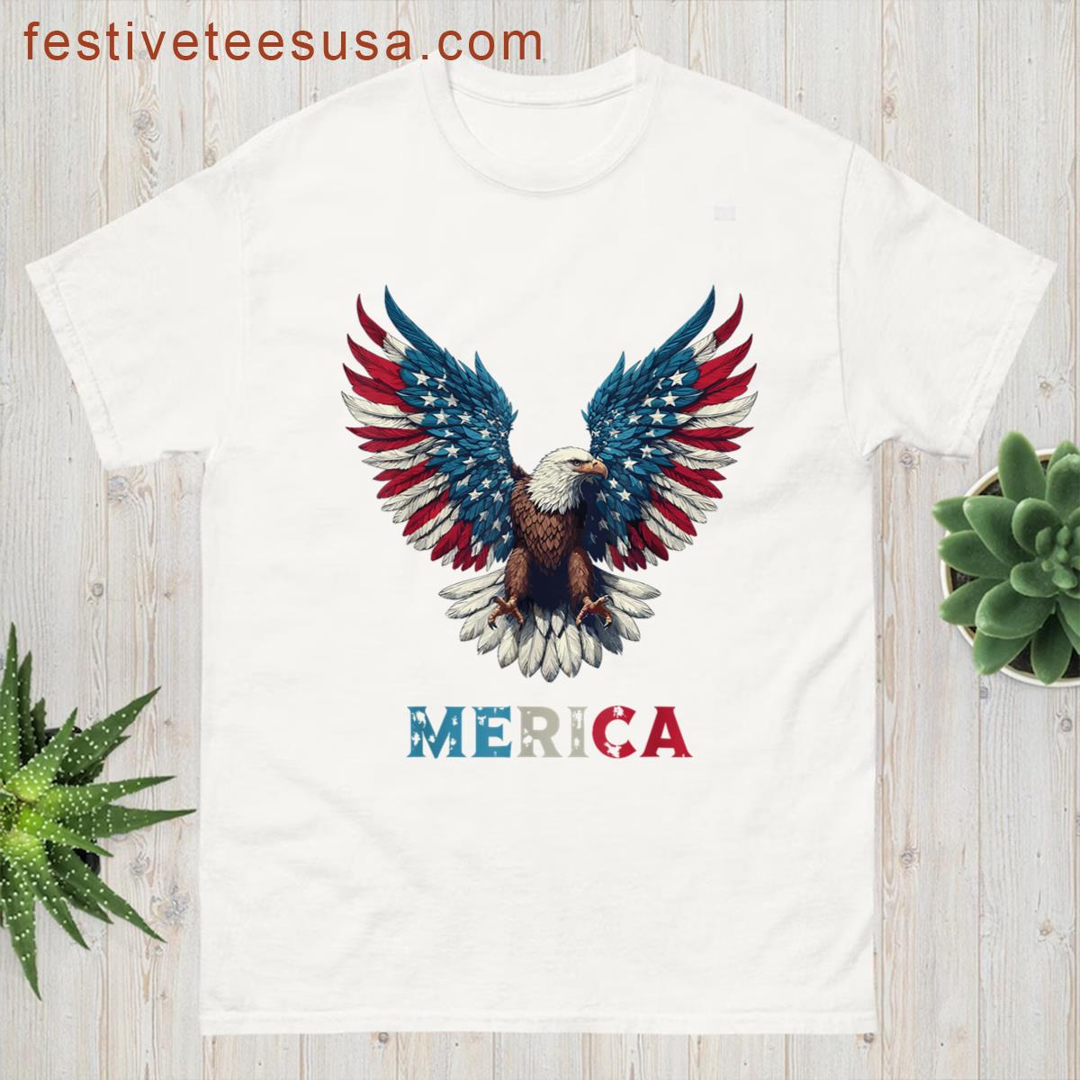 4th Of July Patriotic American Flag Eagle Usa Red White Blue T-shirt