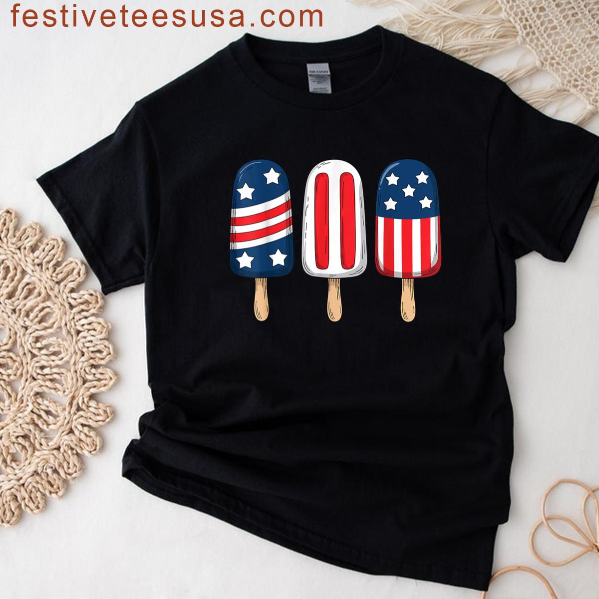 4th Of July Popsicle Patriotic American Flag T-shirt