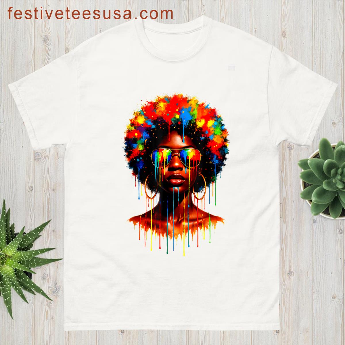 African Woman Girl Dripping Juneteenth 1865 Afro Women Girls T-shirt