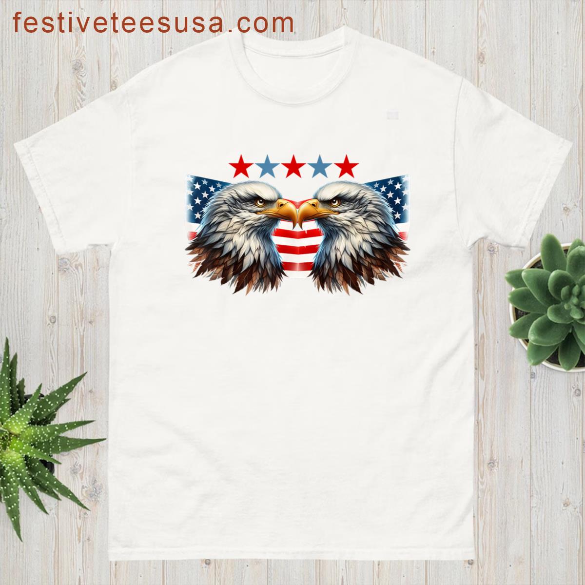 American Flag Bald Eagle 4th Of July Patriotic Men Women T-shirt