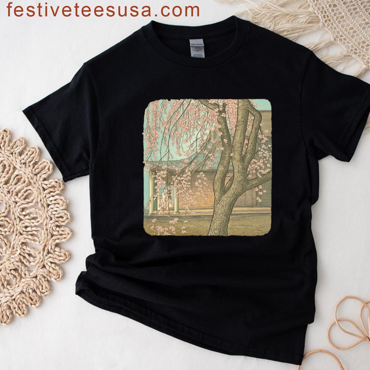 Ancient Weeping Cherry Tree Serenity Of Japanese Spring Traditional Vibe T-shirt
