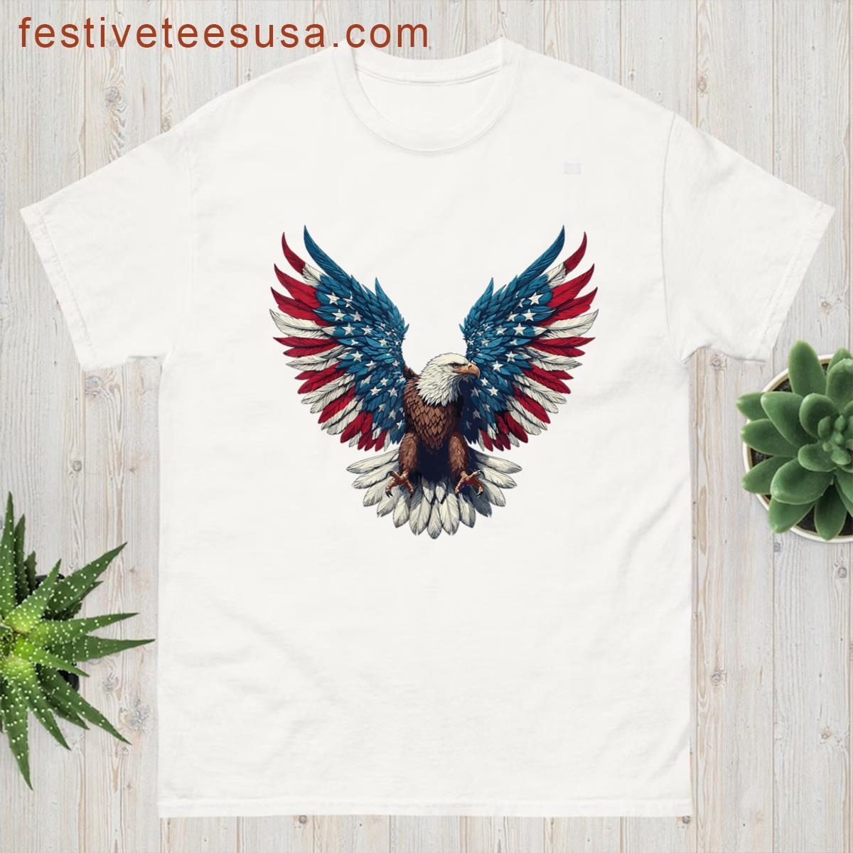 Bald Eagle American Flag 4th Of July Patriotic Man Woman T-shirt
