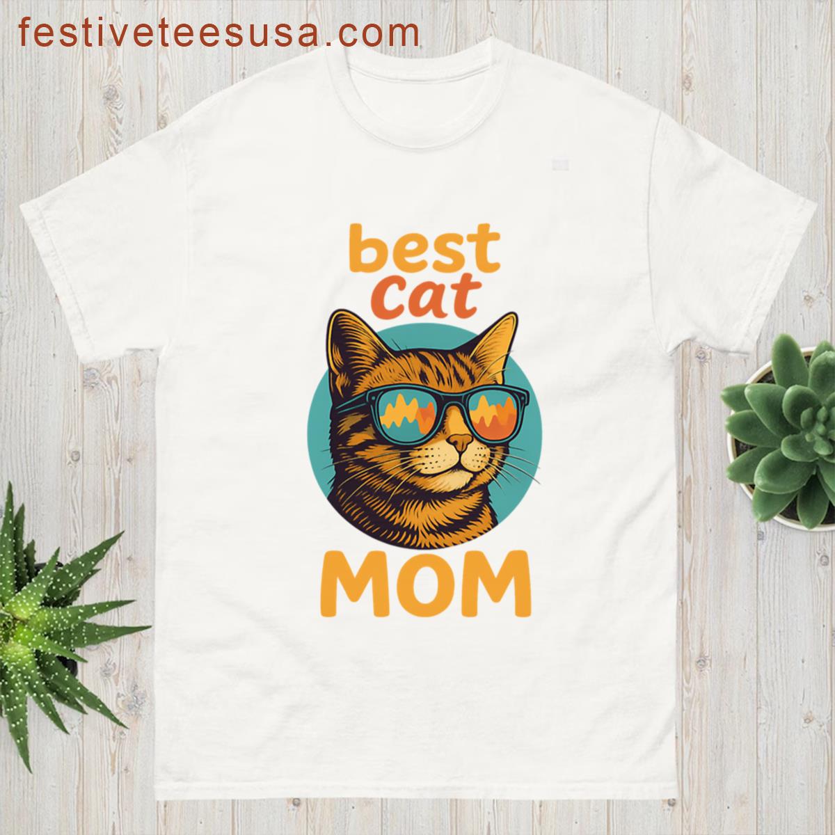 Best Cat Mom Funny Retro Cat T-shirt