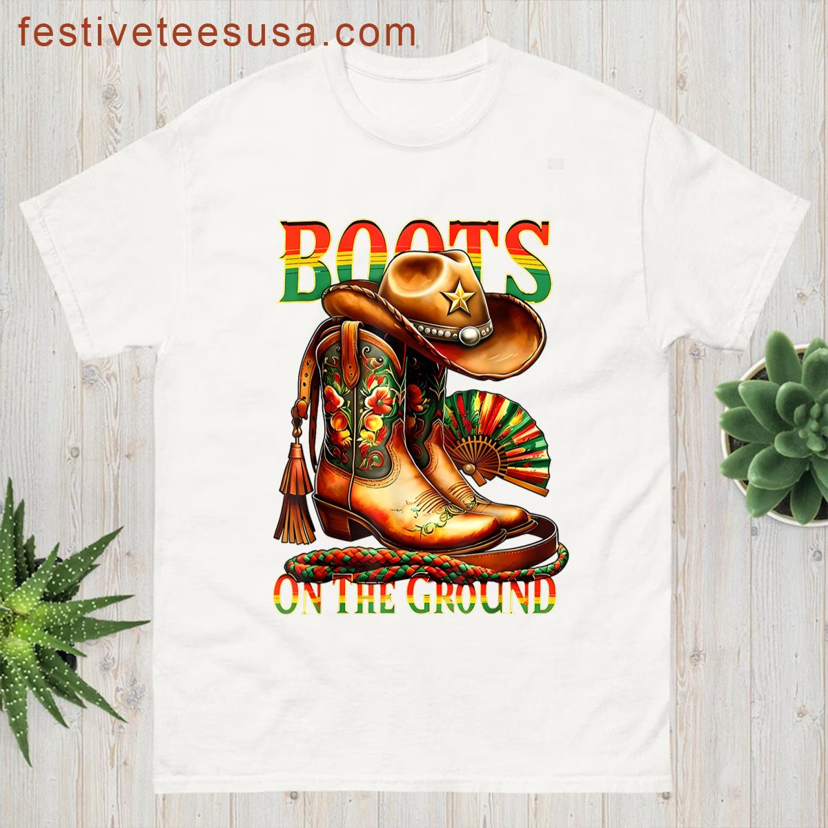 Boots On The Ground Boot Juneteenth Black Cowgirl Melanin T-shirt