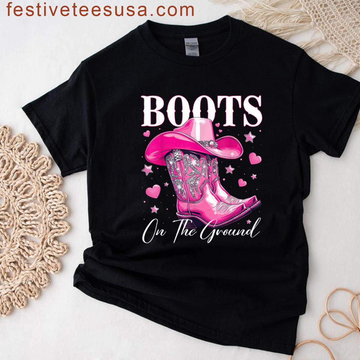 Boots On The Ground Cowboy Cowgirl Western Linedance T-shirt