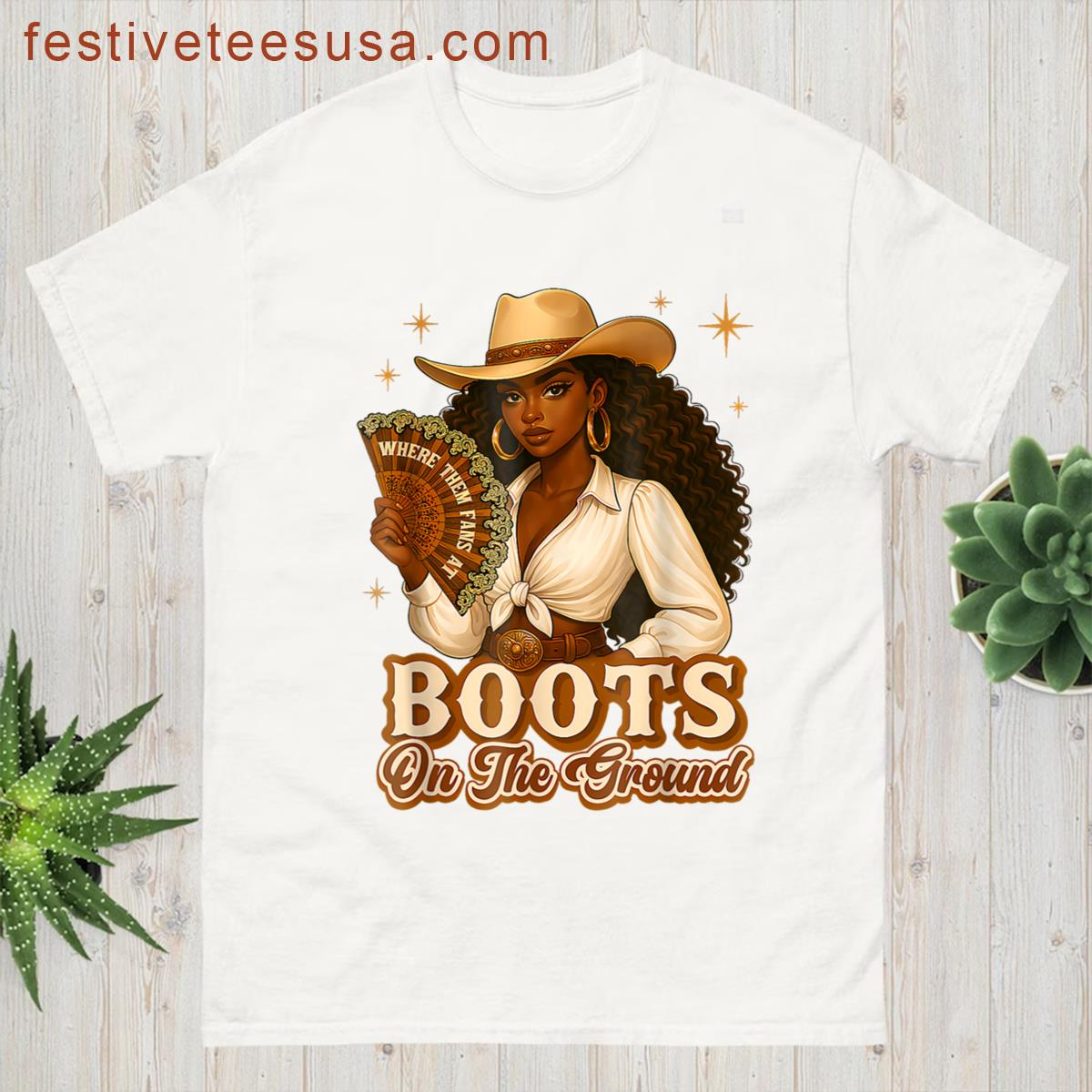 Boots On The Ground Juneteenth Cowgirl Where Them Fans At T-shirt