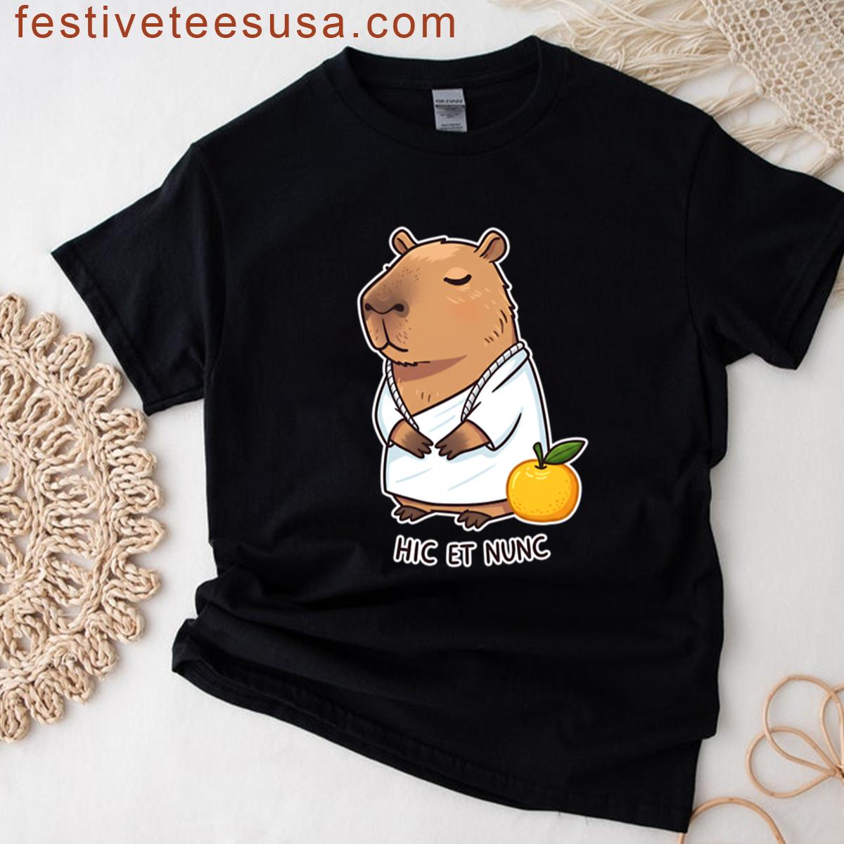 Capybara In A Toga Meditating Next To A Fruit T-shirt