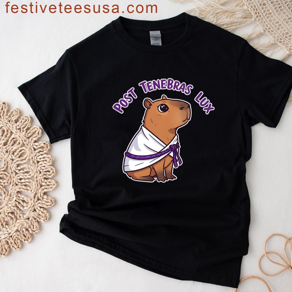 Capybara With A Toga Watching The Sunrise T-shirt