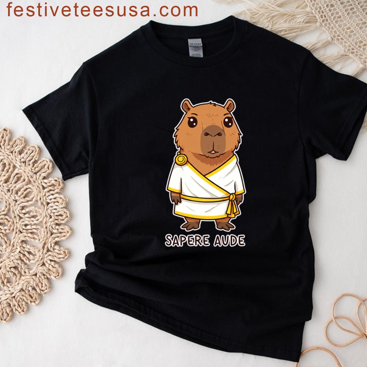 Capybara With Golden Toga Thoughtful Oversized T-shirt
