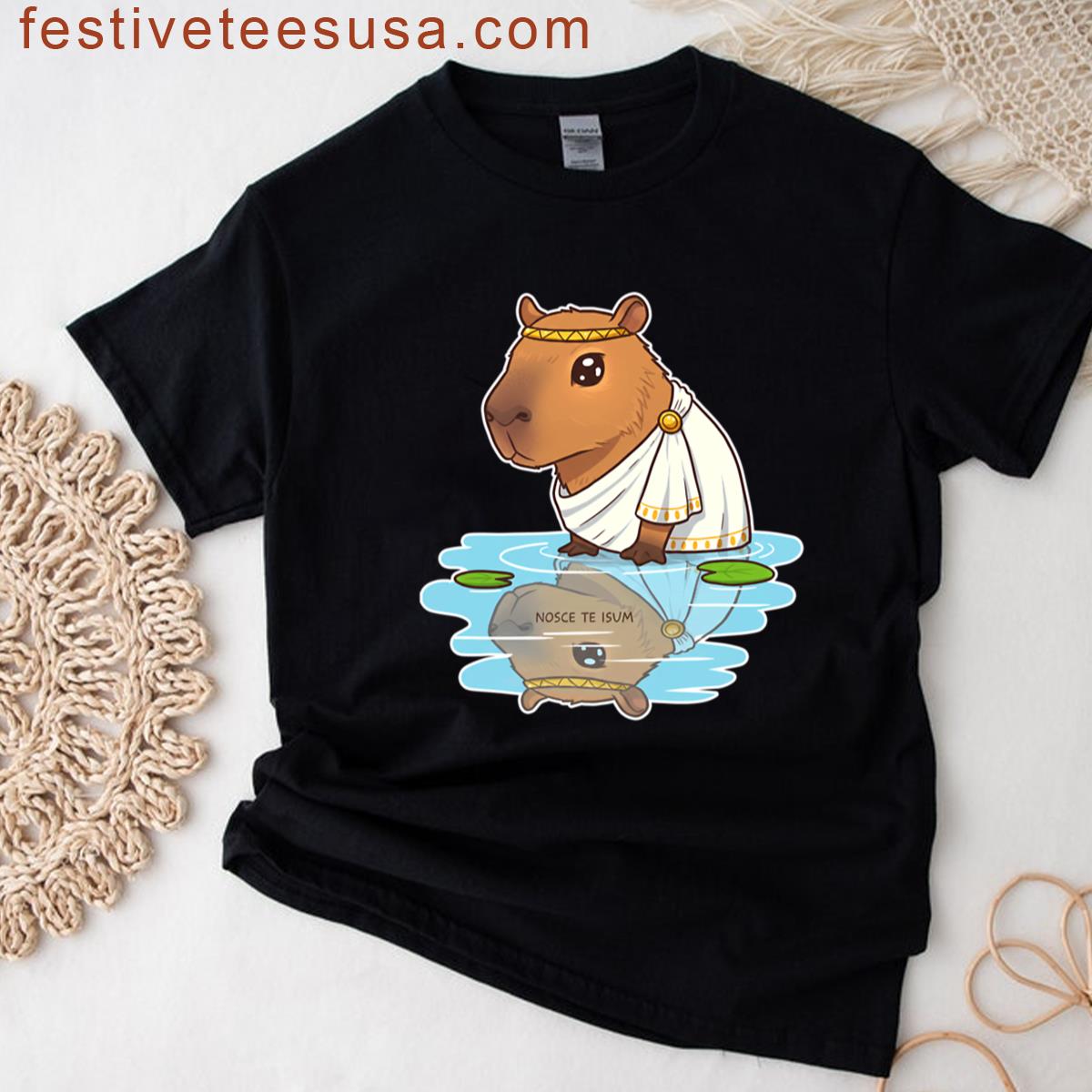 Capybara With Toga Reflected In The Water T-shirt