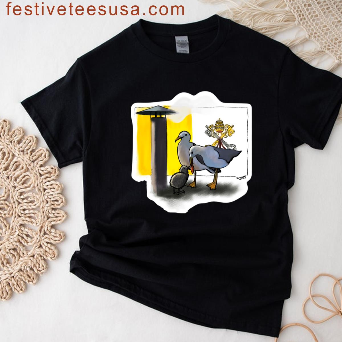 Conclave Seagull Pope Leo Xiv Catholic T-shirt