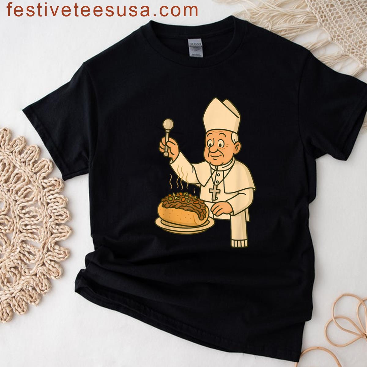 Da Pope Blessing Italian Beef Chicago Food Humor Design T-shirt