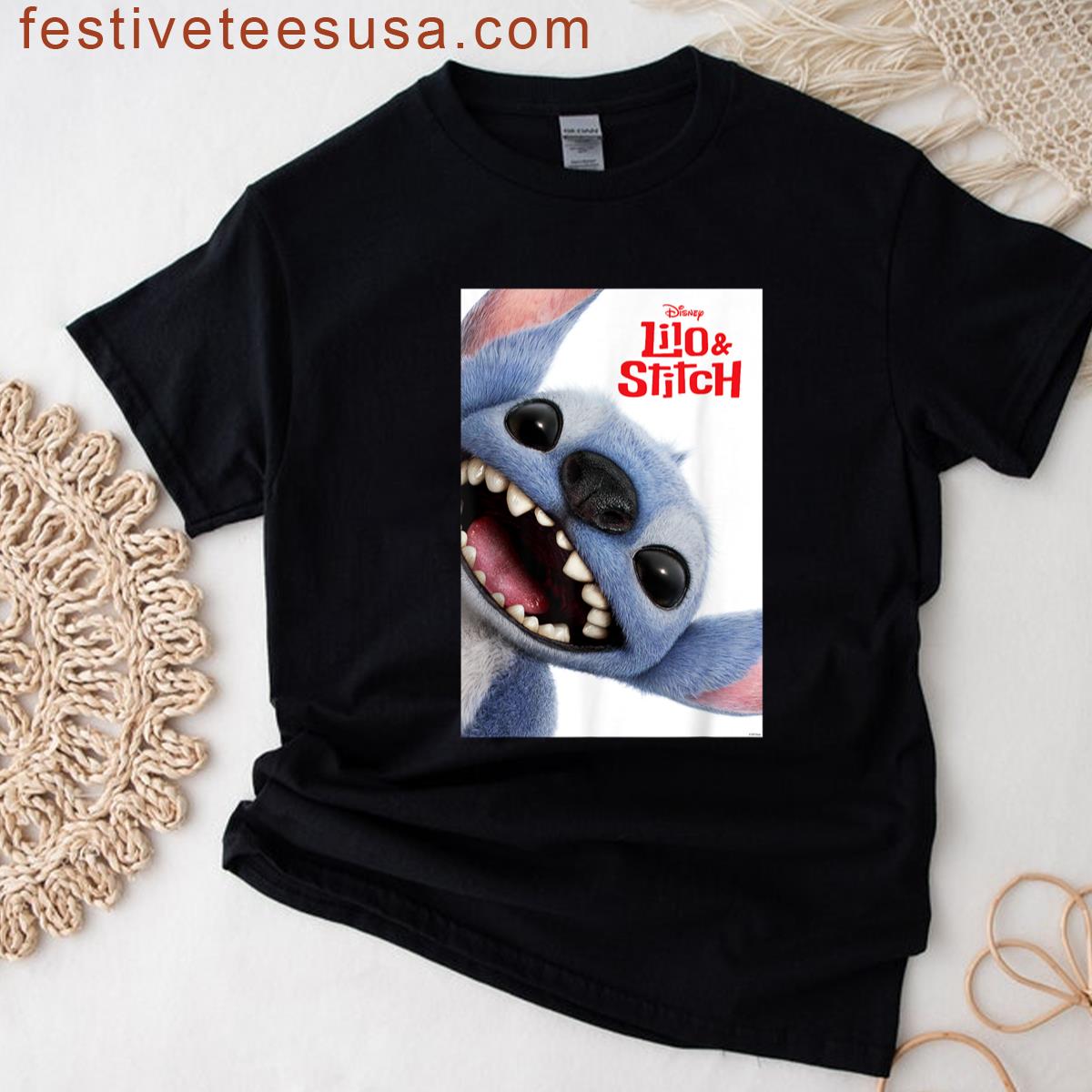 Disney Lilo Stitch Big Stitch Face Movie Poster T-shirt