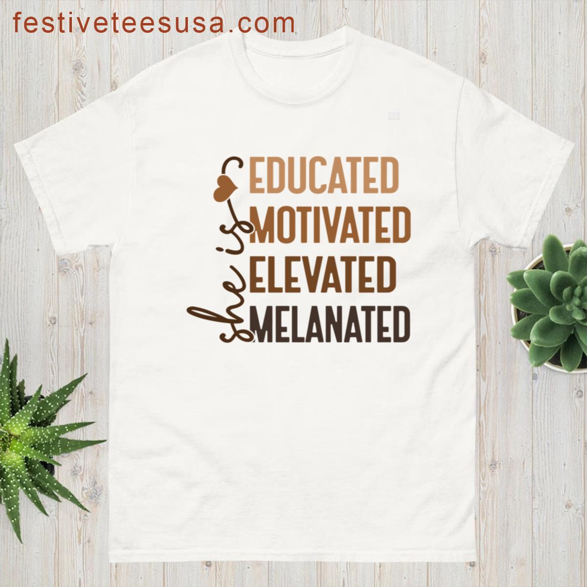 Educated Motivated Elevated Melanated Melanin Queen Oversized T-shirt