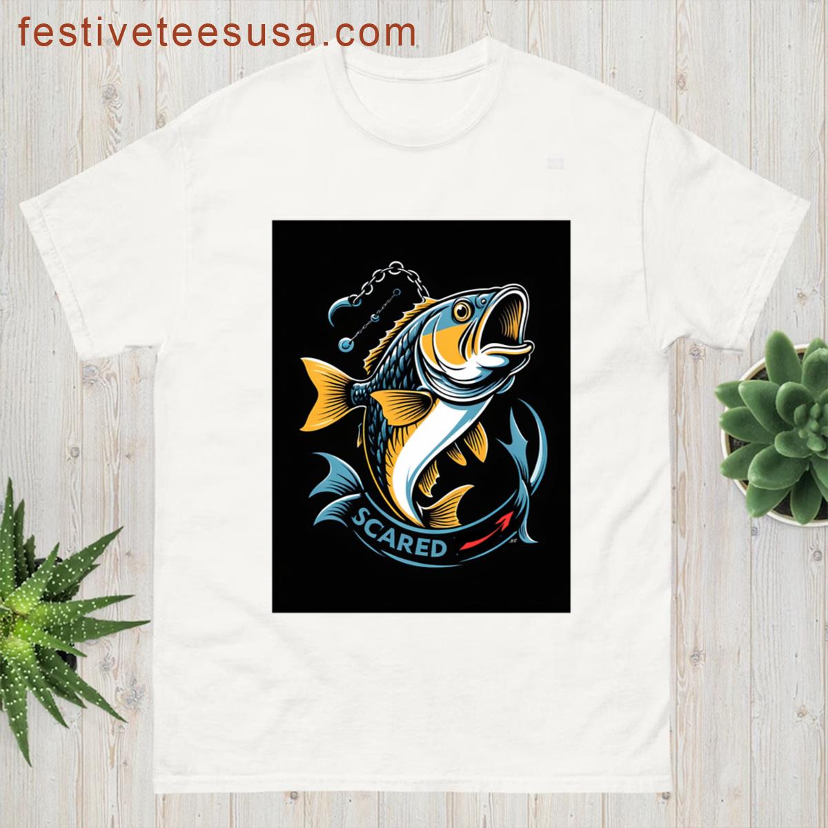 Fish Scared Of Fisherman Going On Fishing Trip T-shirt