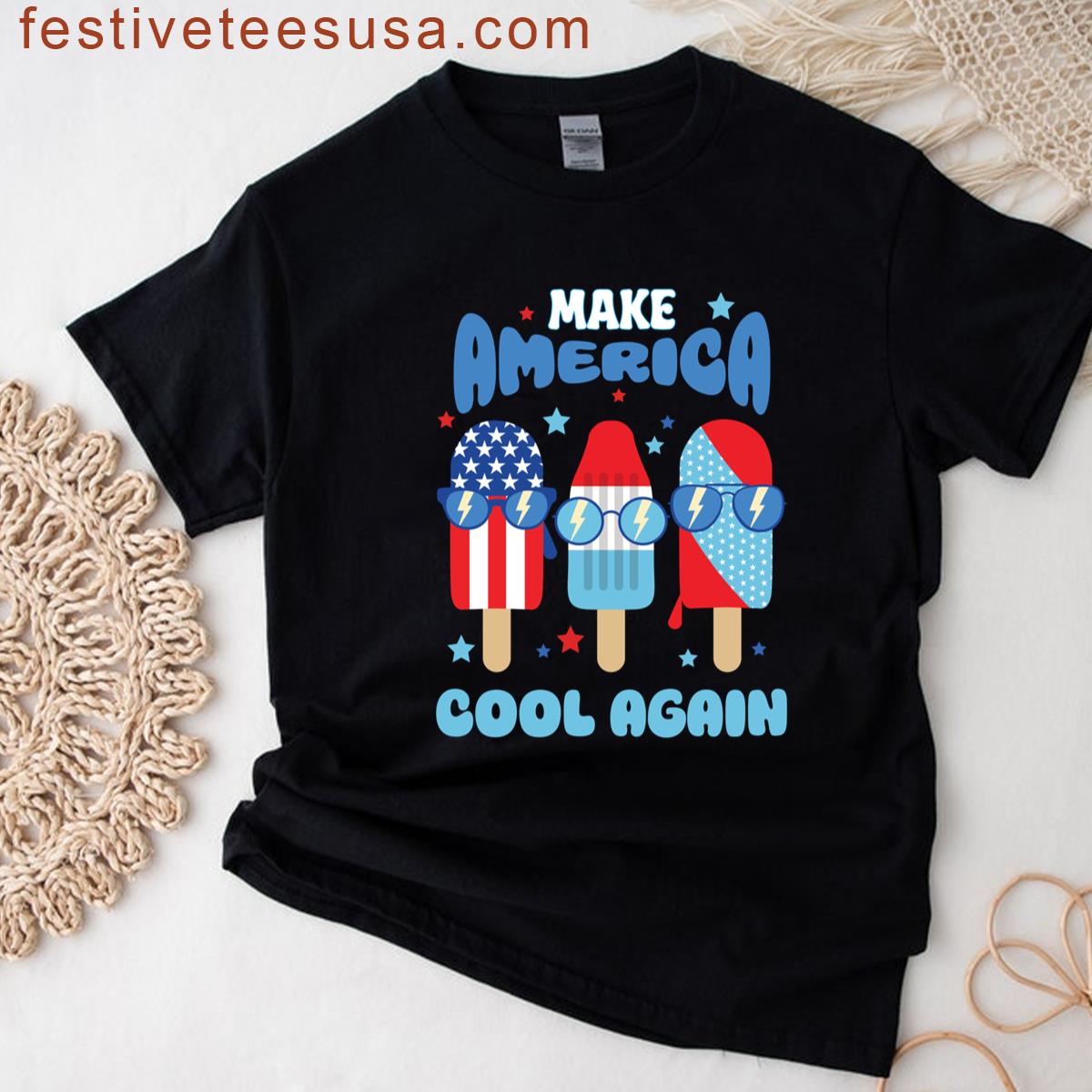 Funny Make America Cool Again Popsicle 4th Of July Patriotic T-shirt