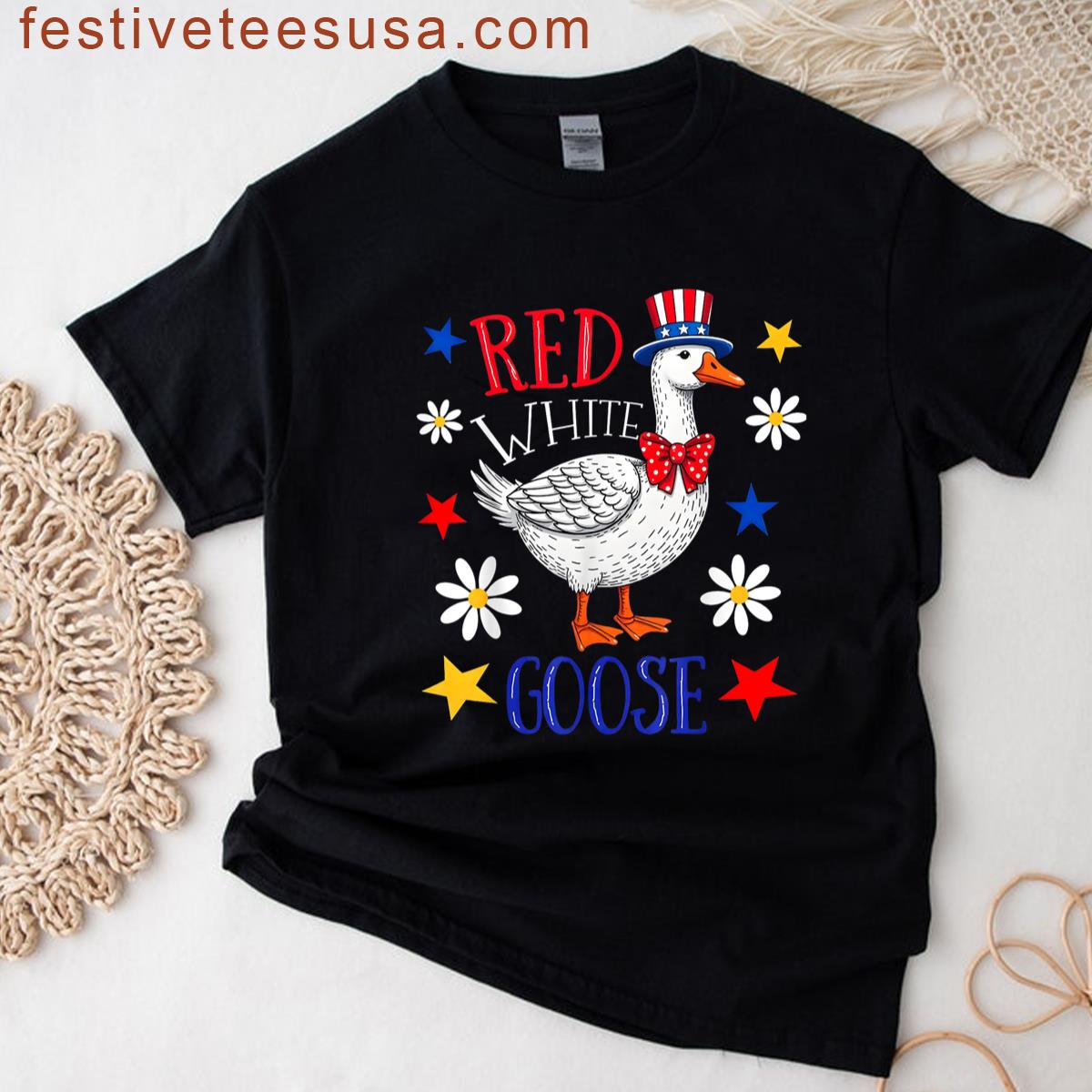 Funny Silly Goose 4th Of July Patriotic Red White And Goose T-shirt