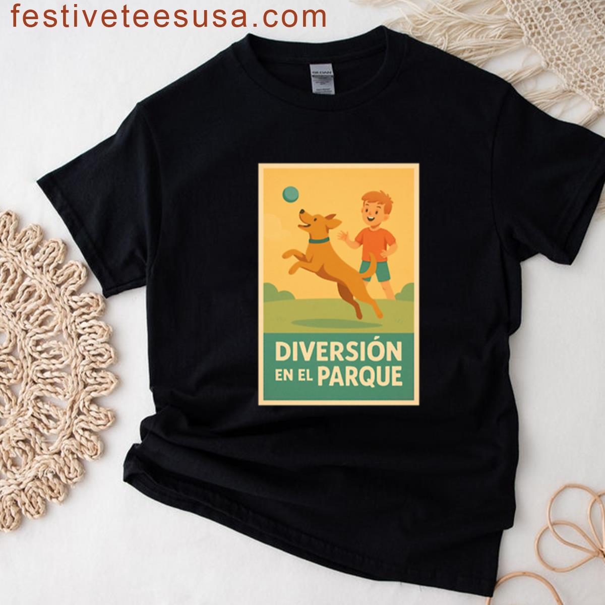 Great Friends Dog And Master Playing With Love Oversized T-shirt