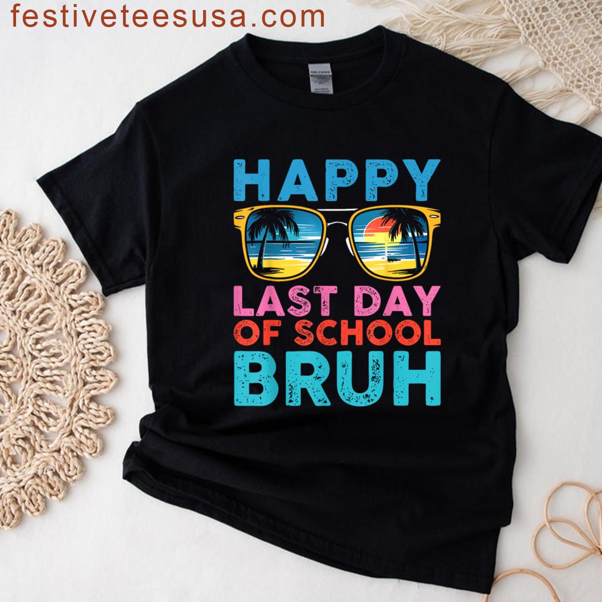 Happy Last Day Of School Bruh Cute Sunglass Kids Boys Girls T-shirt