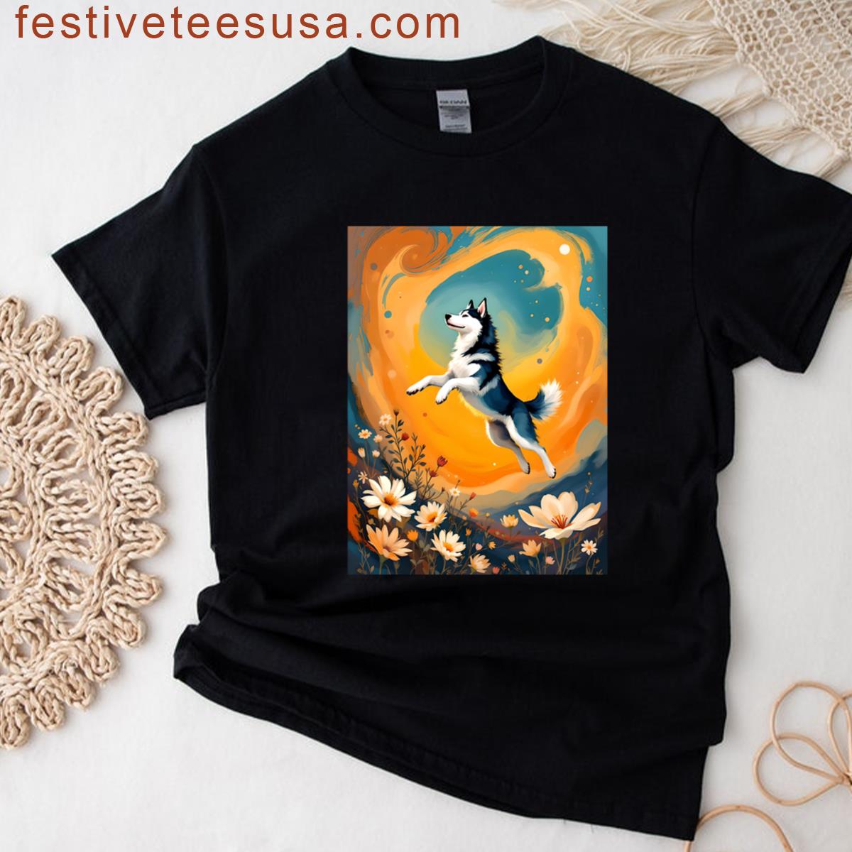 Husky In The Meadow T-shirt