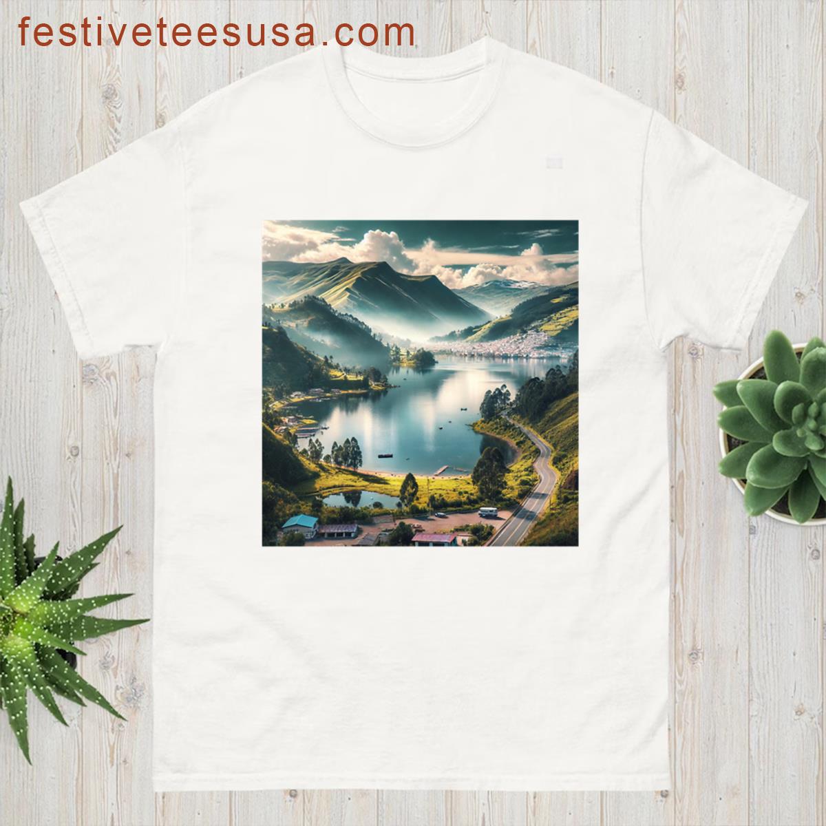 Lake Landscape With A Background Oversized T-shirt