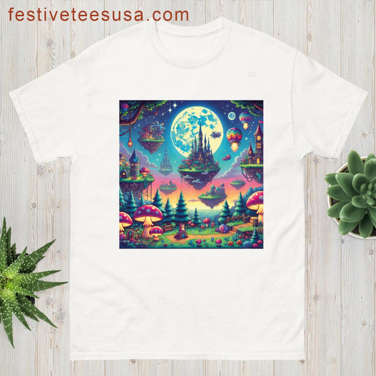 Landscape Of A Fantastic World Pixelart Style T-shirt