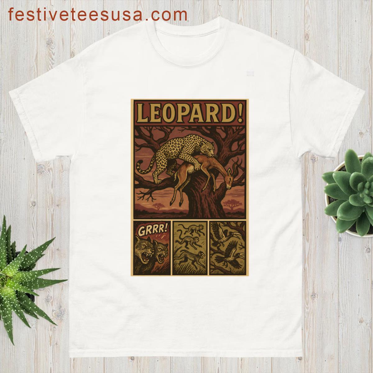 Leopard Predator Ambush Comic Art Oversized T-shirt