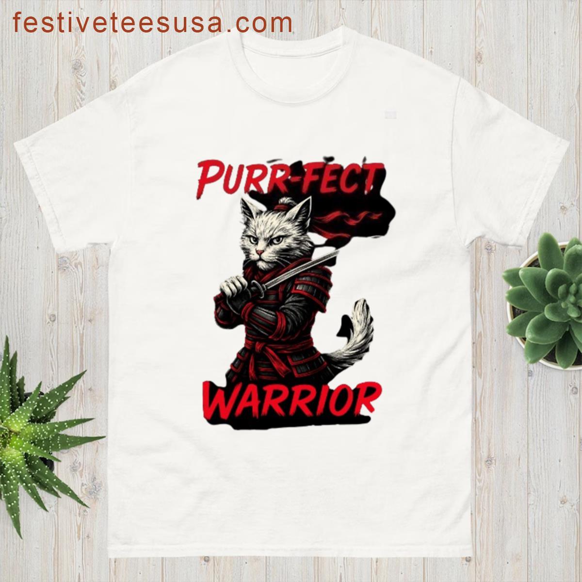Samurai Cat Ready For Battle Glory T-shirt