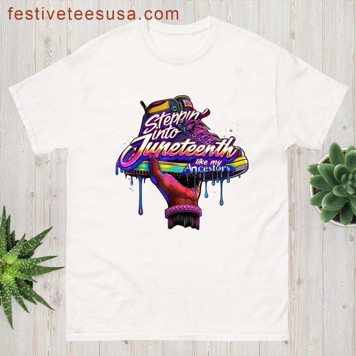 Steppin Into Juneteenth Like My Ancestors Afro Black Girls T-shirt