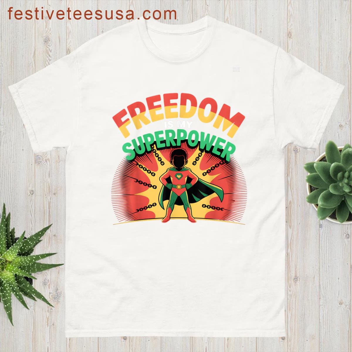 Superhero Juneteenth For Boys Youth Kids T-shirt