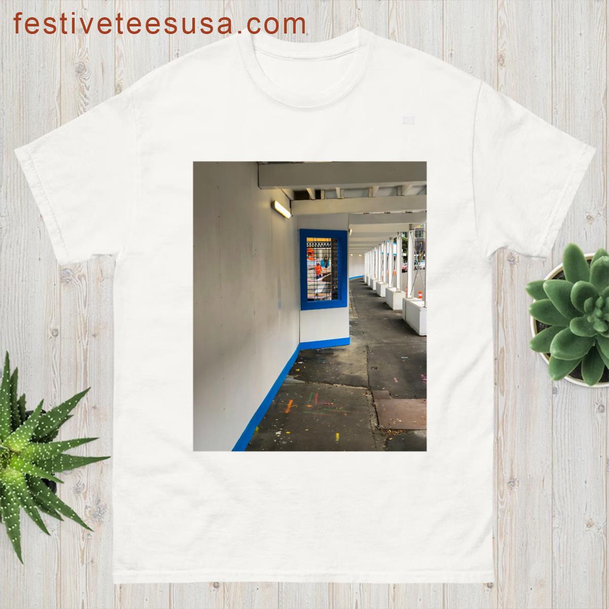 Urban Construction View Through Framed Walkway Graphic T-shirt