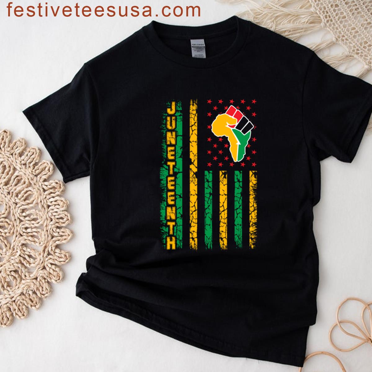 Juneteenth Flag Africa Fist T-shirt