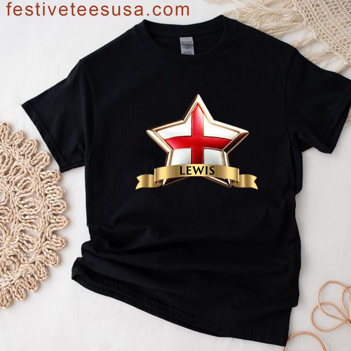 Lewis Star Crest Shining English Heritage With Bold Family Pride T-shirt