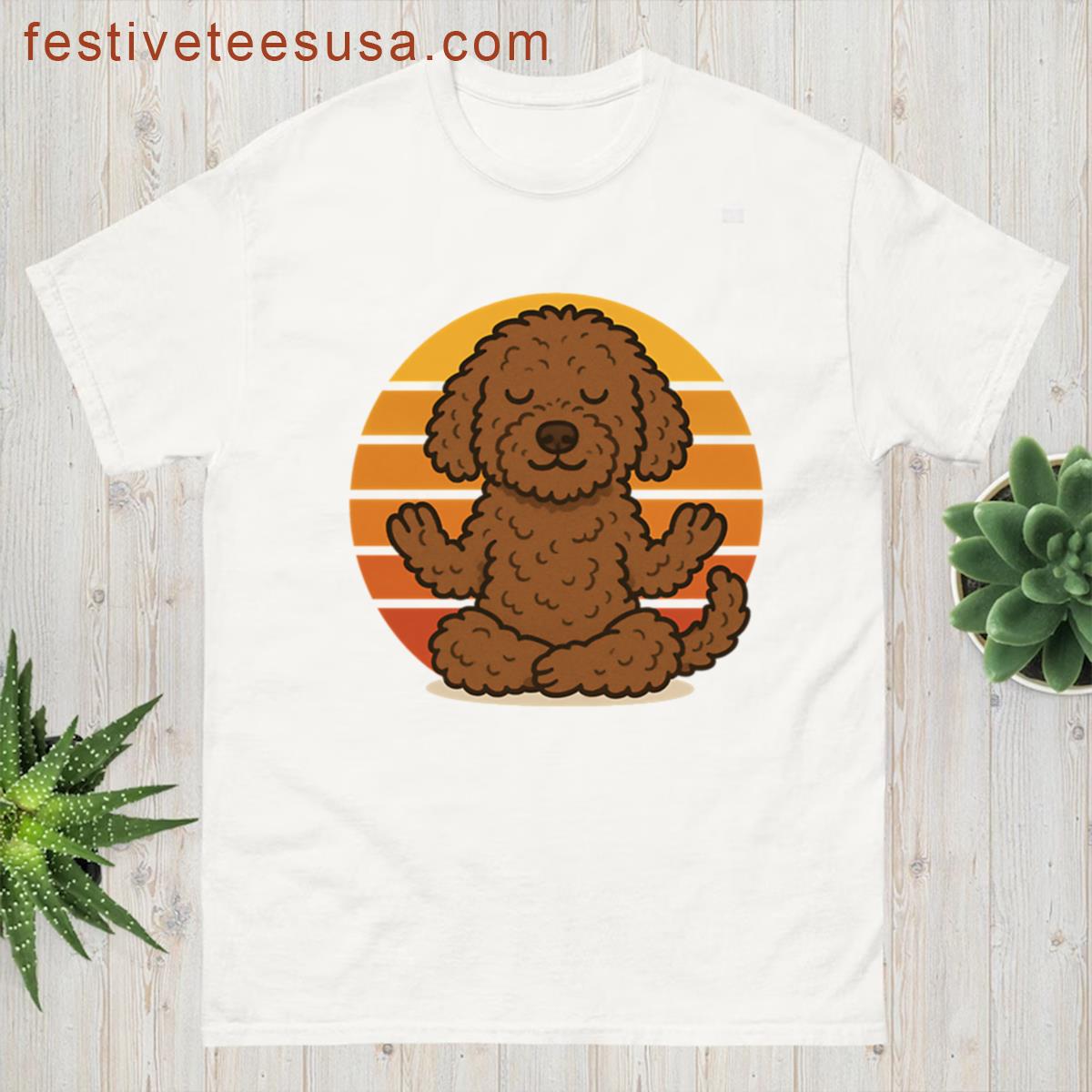 Meditating Water Dog Sunset Zen Vibes T-shirt